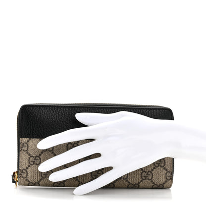 Gucci Dollar Calfskin GG Supreme Monogram GG Marmont Zip Around Wallet Black Beige Ebony 2 of 9