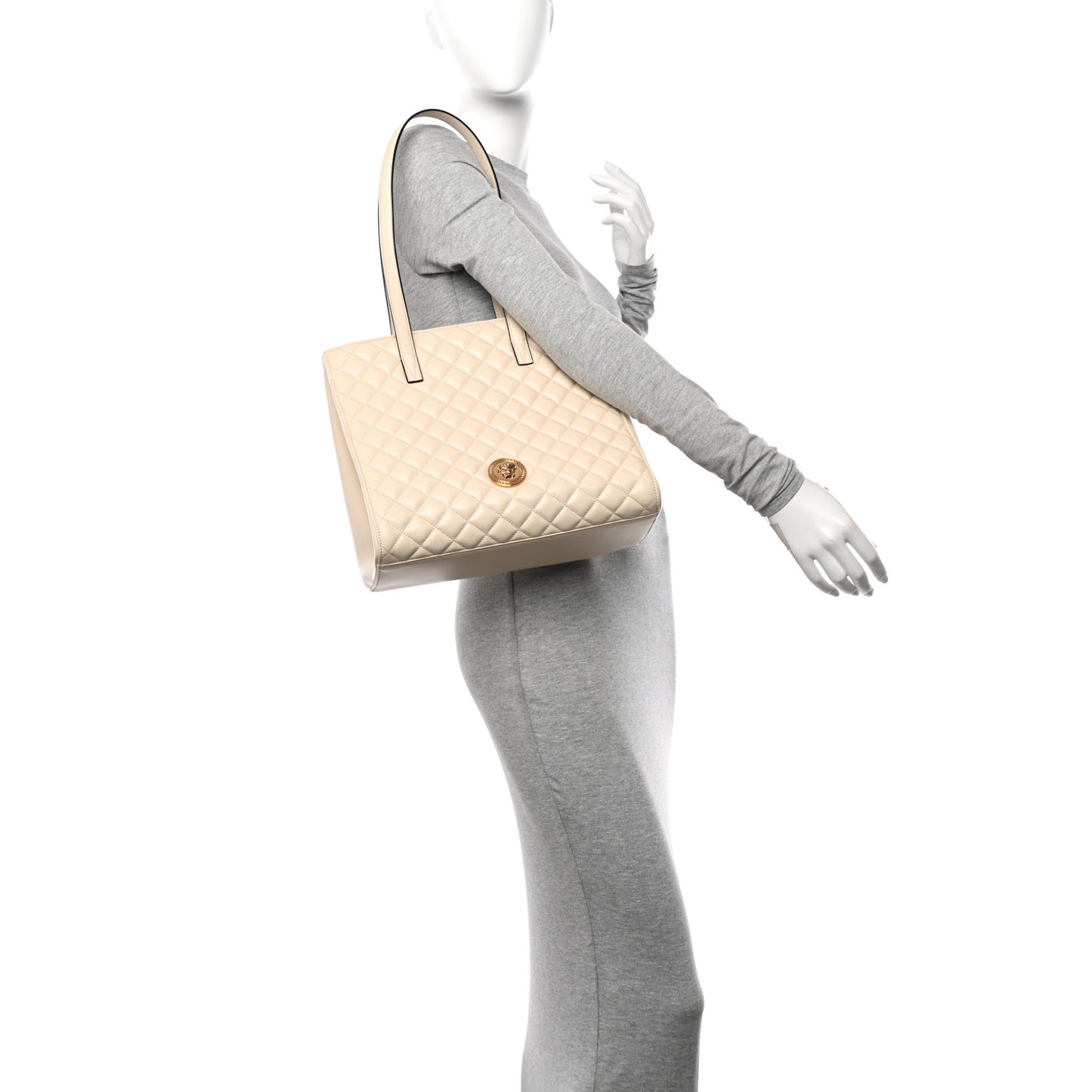 Nappa Quilted Medusa Tote Ecru