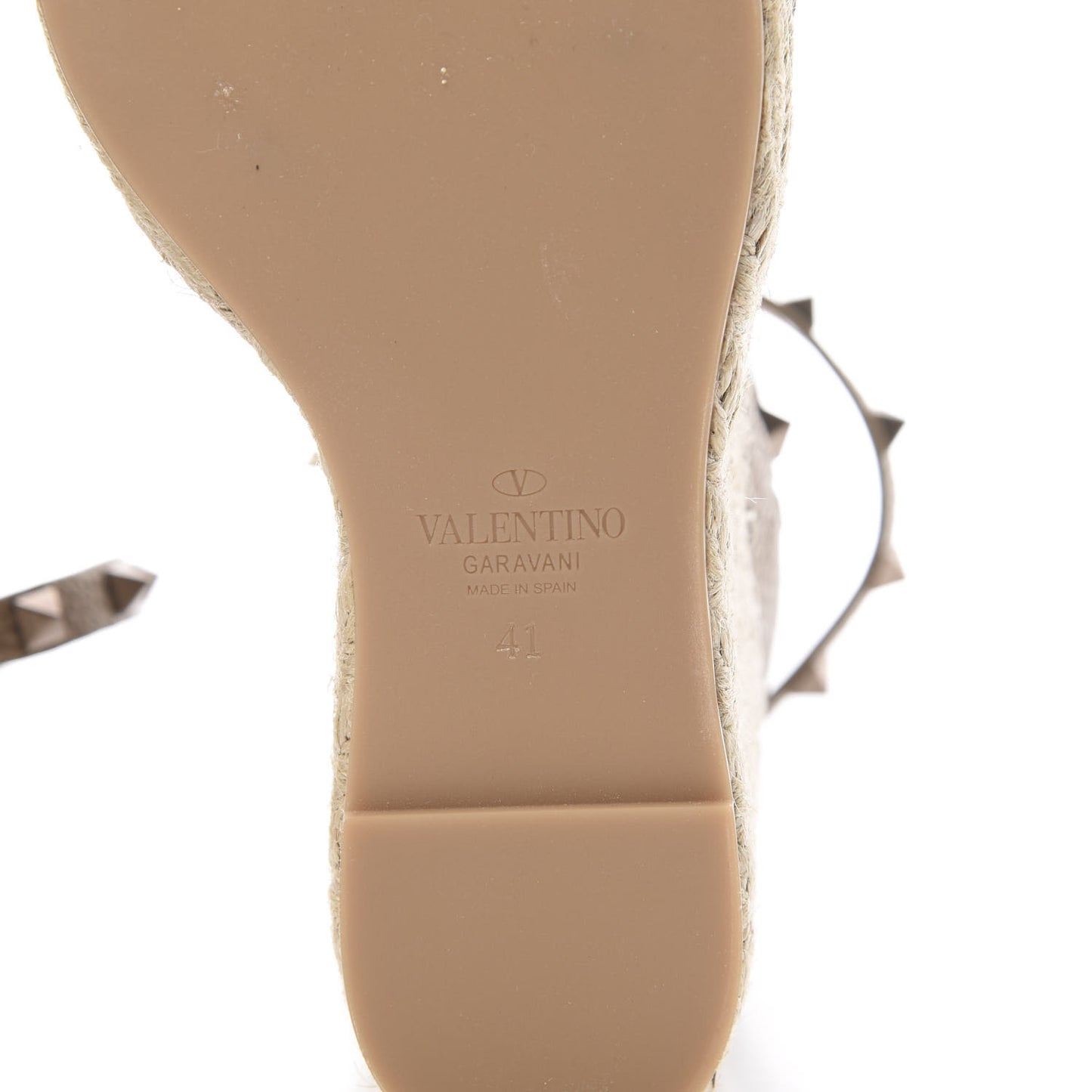 Metallic Grained Calfskin Rockstud Crisscross Ankle Strap Espadrille Wedge Sandals 41 Skin Natural