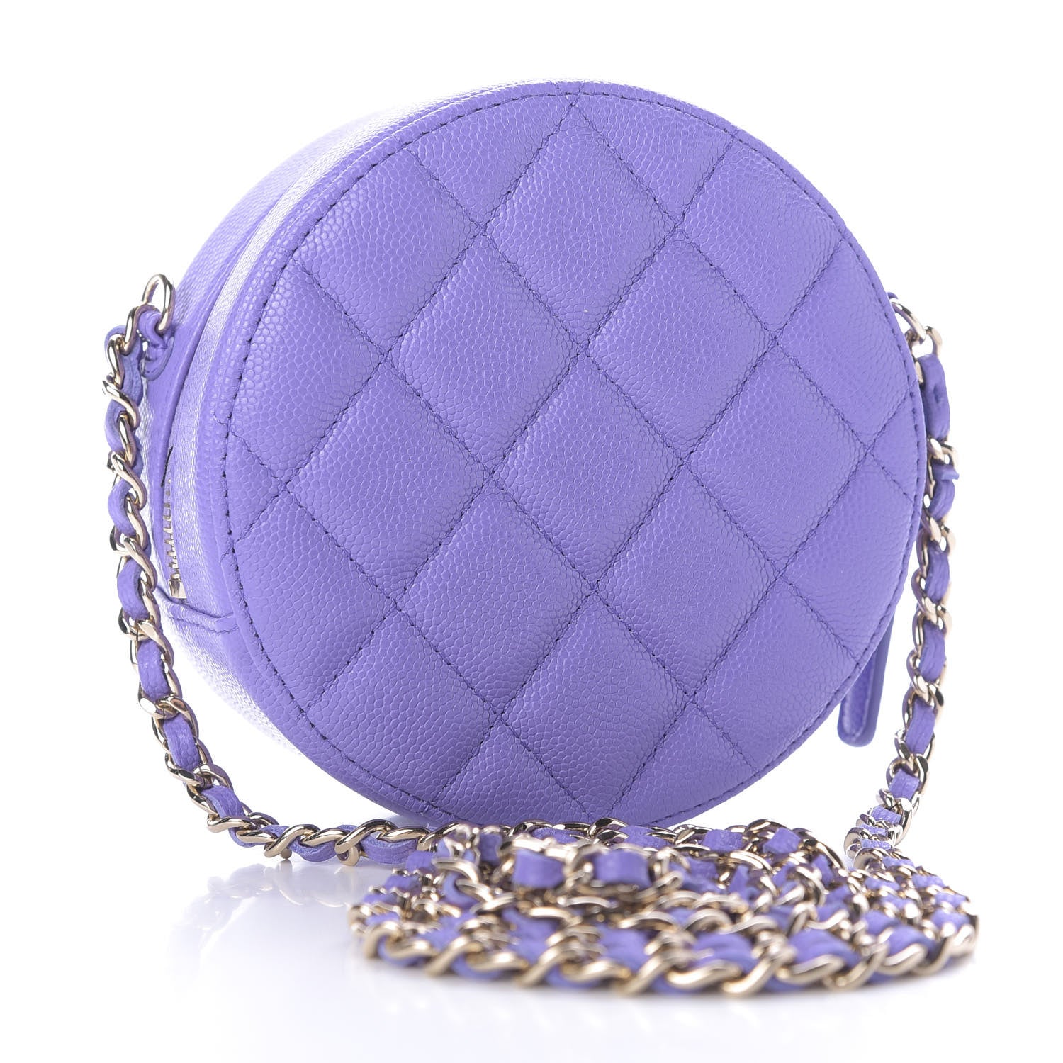 Chanel Caviar Quilted Round Clutch With Chain Purple 3 of 10