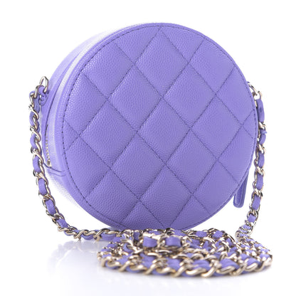 Chanel Caviar Quilted Round Clutch With Chain Purple 3 of 10