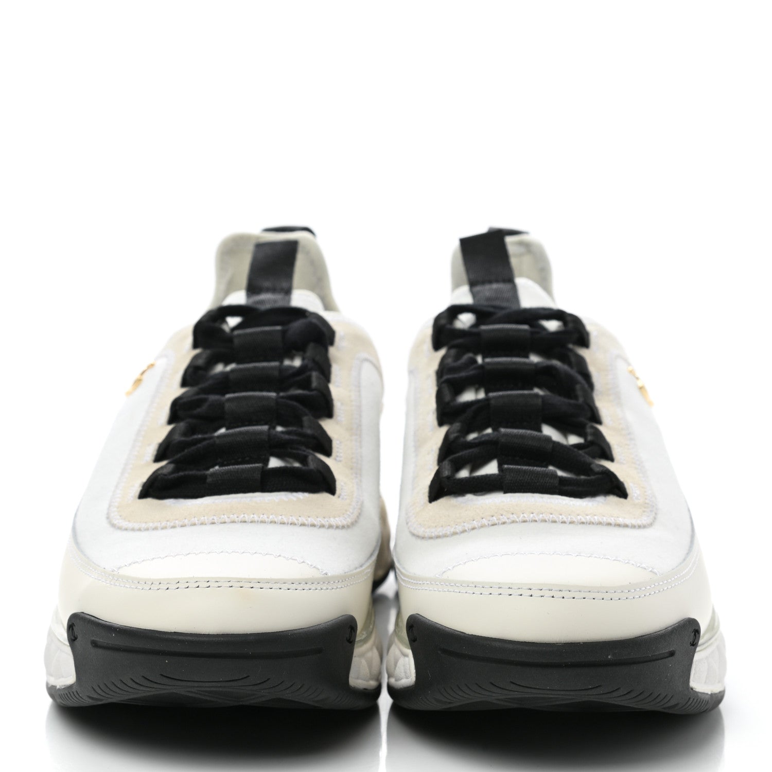 Chanel Velvet Calfskin Mixed Fibers CC Sneakers 40 Ivory Black 2 of 9