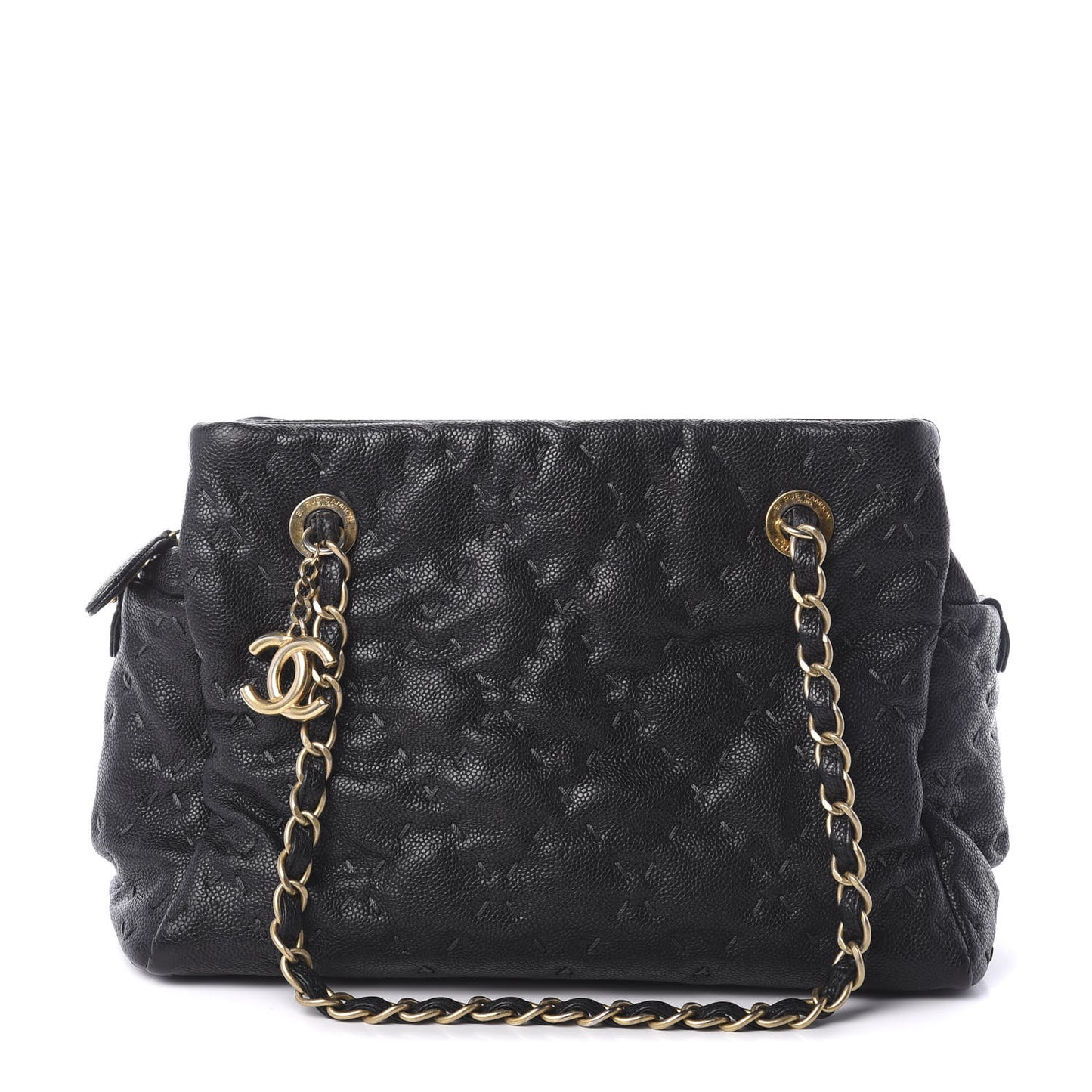 Caviar Stitched Tote Black
