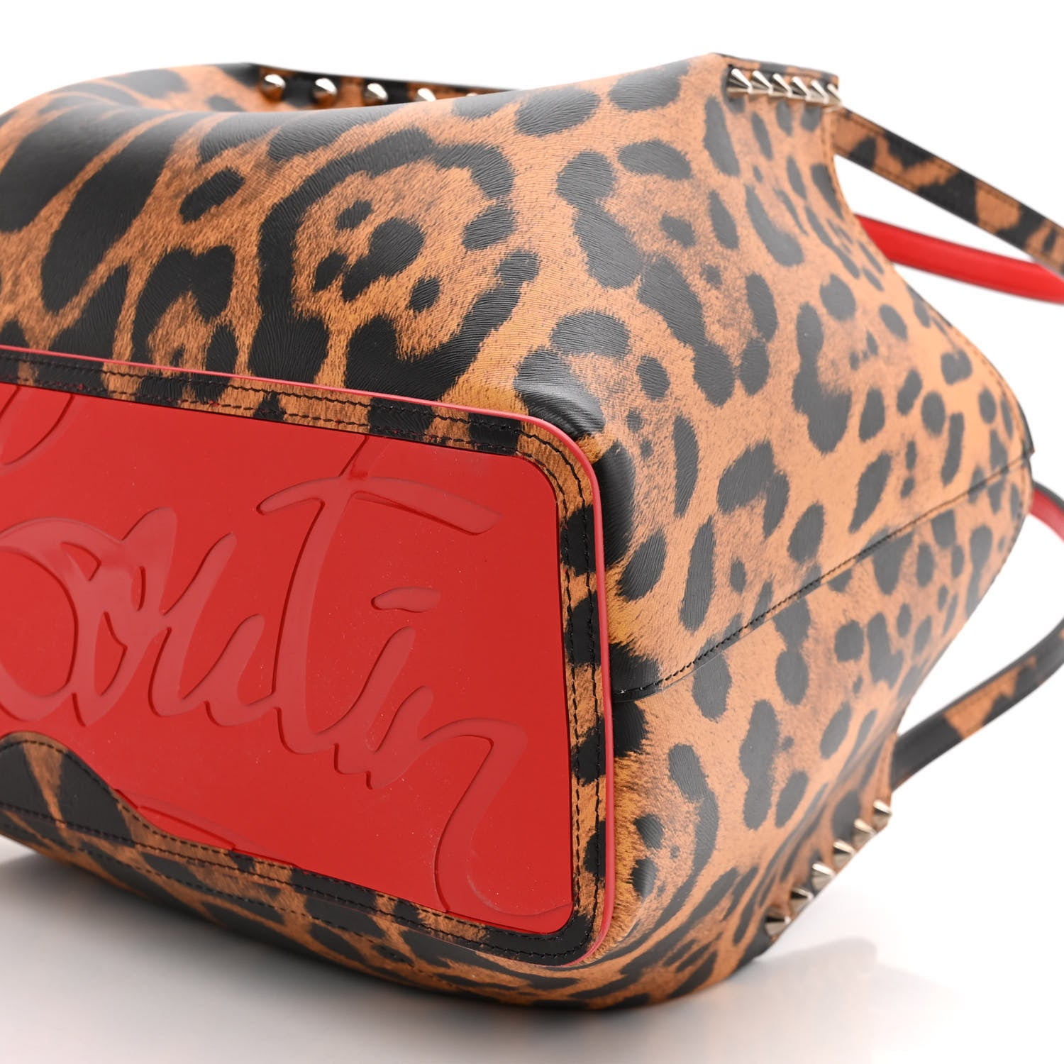 Christian Louboutin Calfskin Empire Leopard Print Spiked Cabarock Shopper Tote Spicy 9 of 9