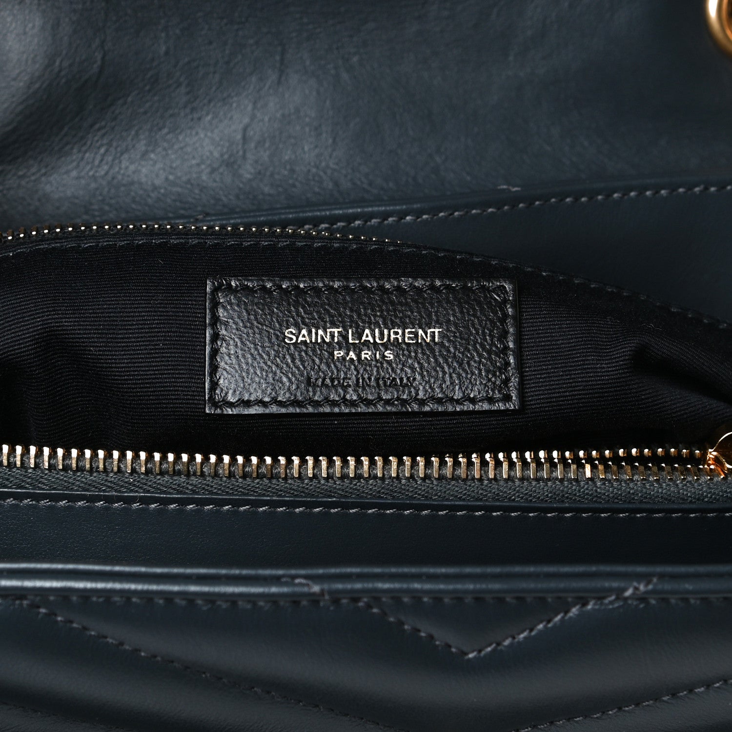Saint Laurent Calfskin Y Quilted Monogram Medium Loulou Chain Satchel Storm 5 of 10