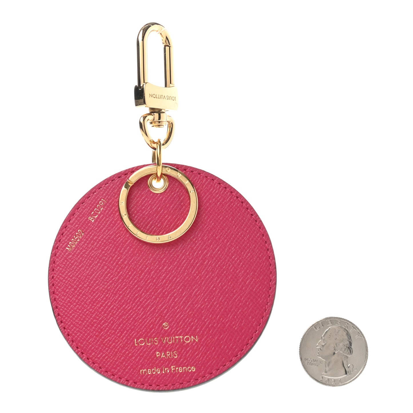 Damier Azur 2021 Christmas Animation Hollywood Bag Charm Key Ring Fuchsia