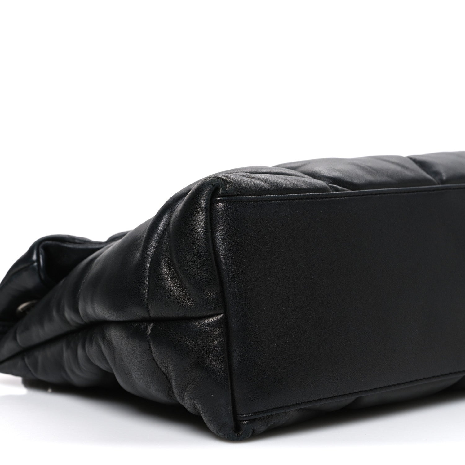 Saint Laurent Lambskin Quilted Medium Loulou Puffer Monogram Chain Satchel Black 9 of 10
