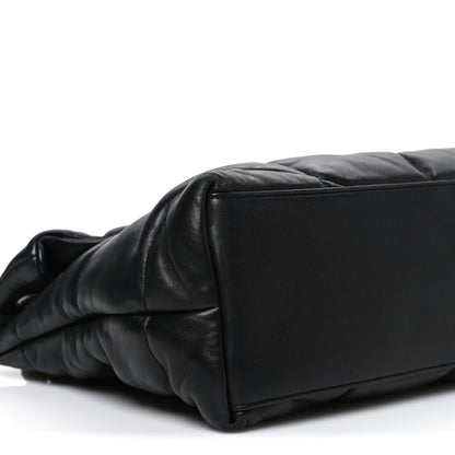 Saint Laurent Lambskin Quilted Medium Loulou Puffer Monogram Chain Satchel Black 9 of 10