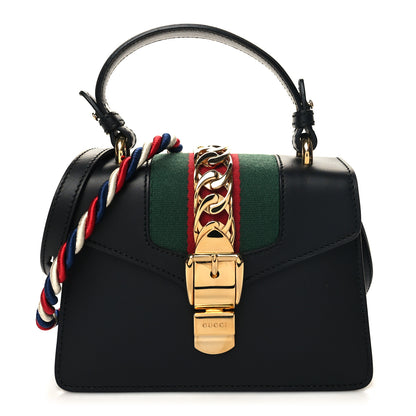 Gucci Calfskin Mini Sylvie Top Handle Bag Black 1 of 10
