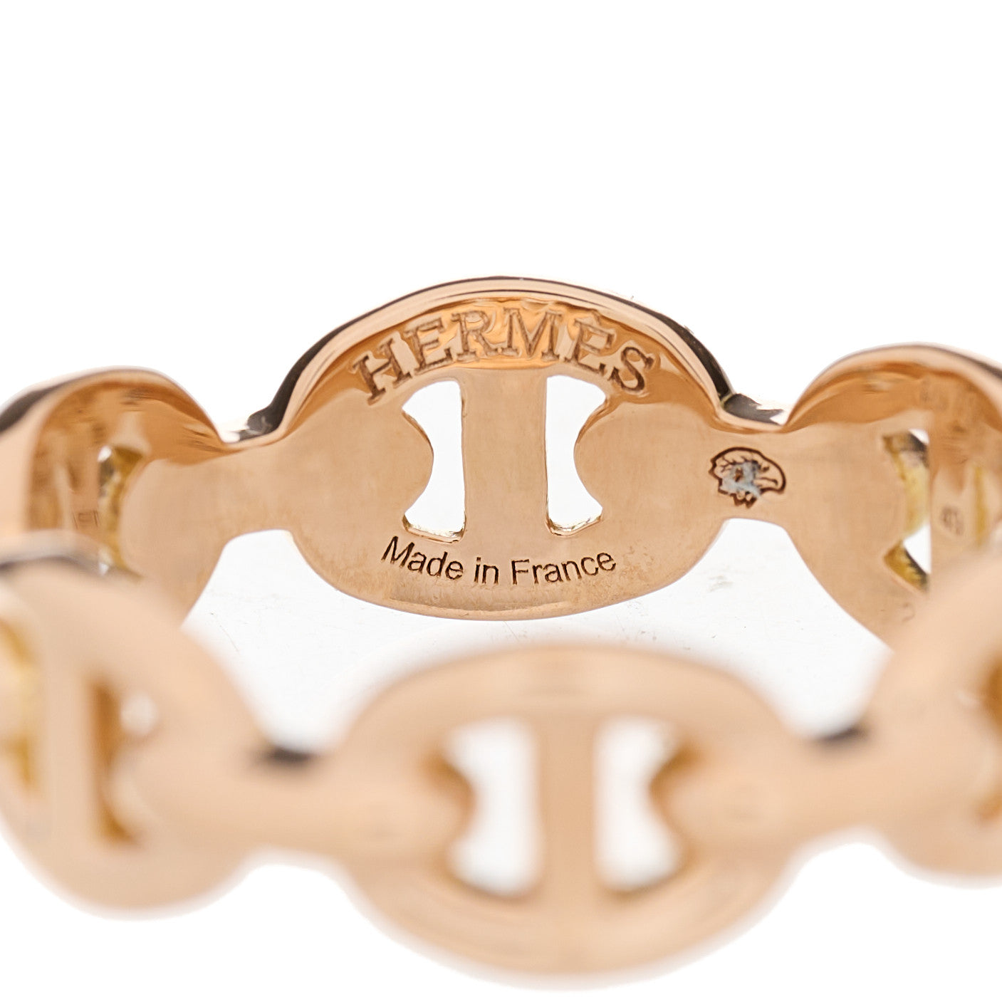 Hermes 18K Rose Gold PM Chaine D'Ancre Enchainee Ring 49 4.75 3 of 4