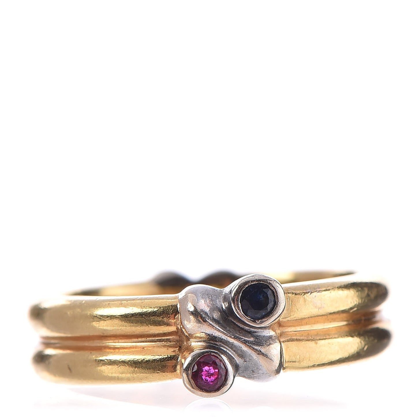 18K Yellow White Gold Sapphire Ruby Ring 50 5.25