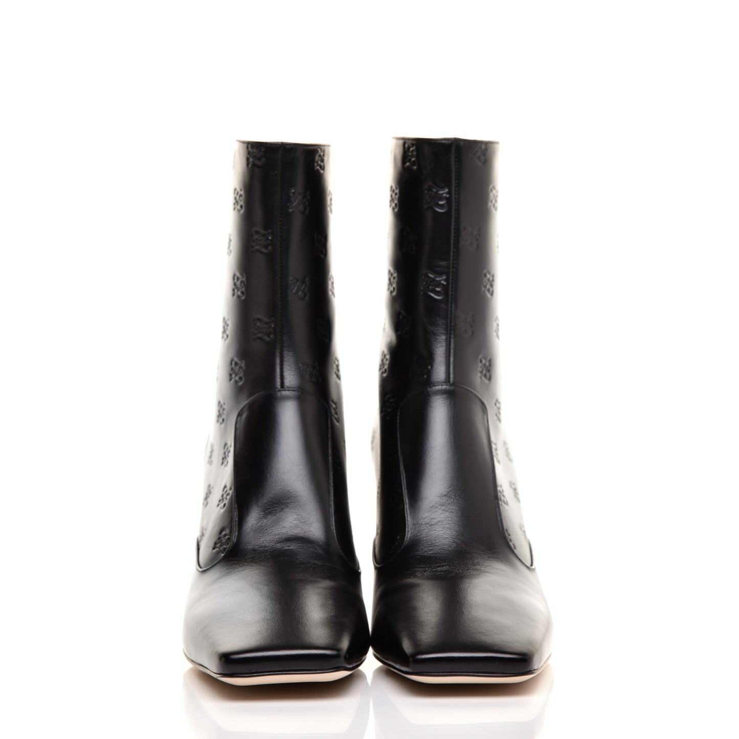 Vitello Karligraphy Embossed FFreedom Ankle Boots 38.5 Black