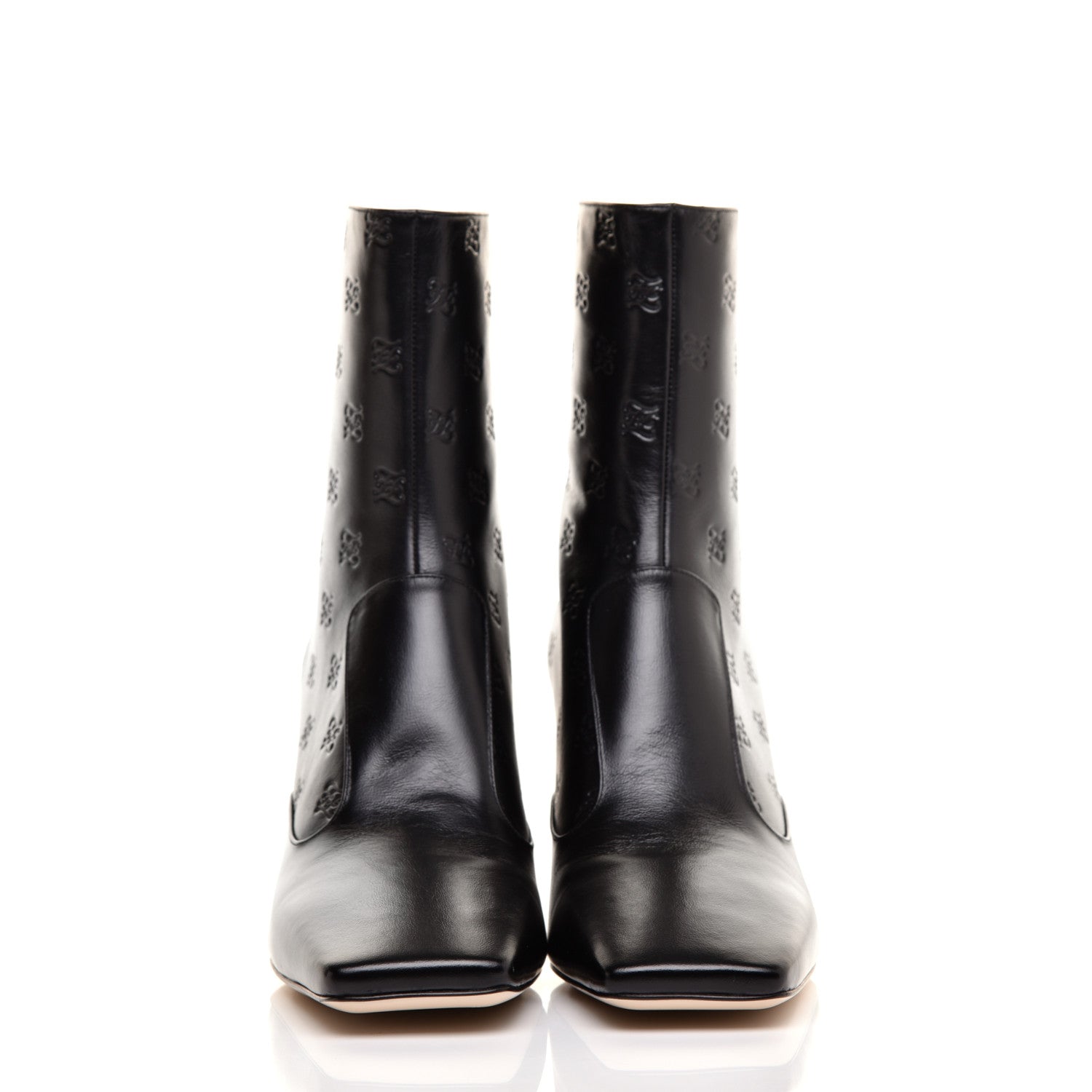 Fendi Vitello Karligraphy Embossed FFreedom Ankle Boots 38.5 Black 2 of 8