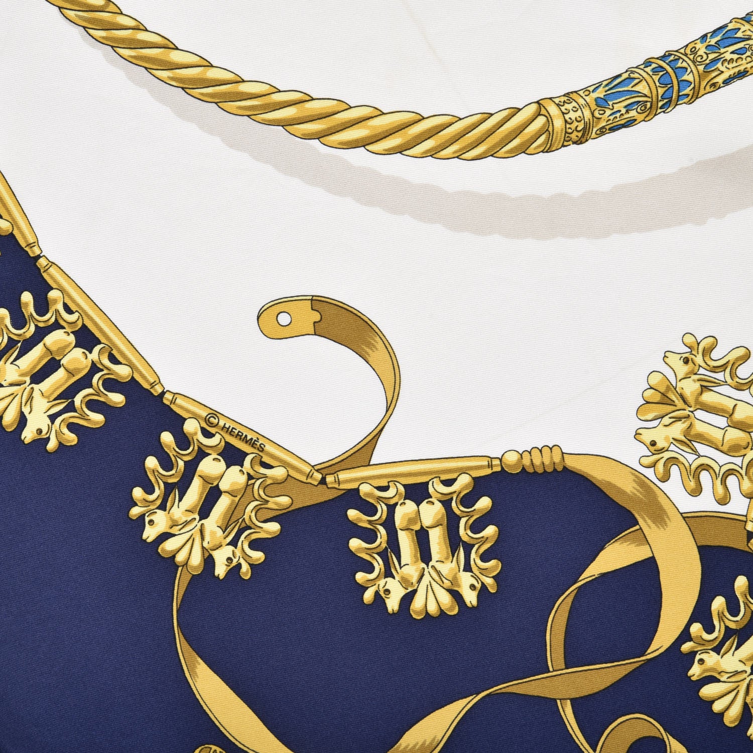 Hermes Silk Mousseline Les Cavaliers D'Or Scarf 90 3 of 4