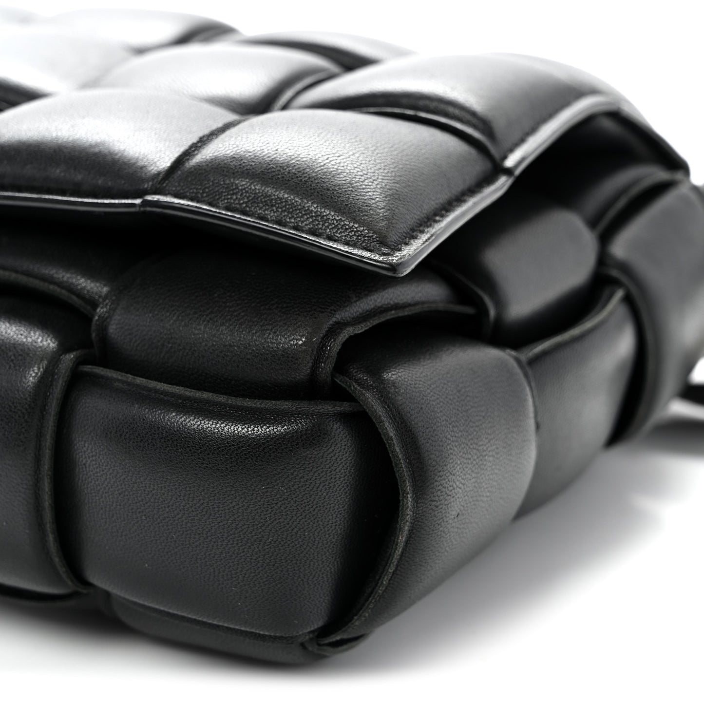 Nappa Maxi Intreccio Padded Cassette Crossbody Bag Black