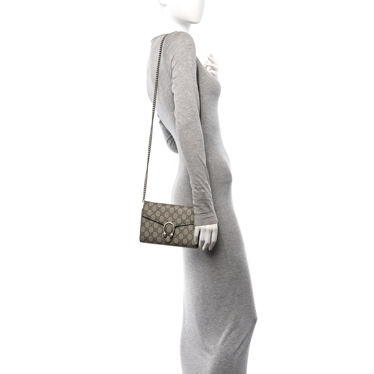 GG Supreme Monogram Mini Dionysus Chain Wallet Beige Taupe