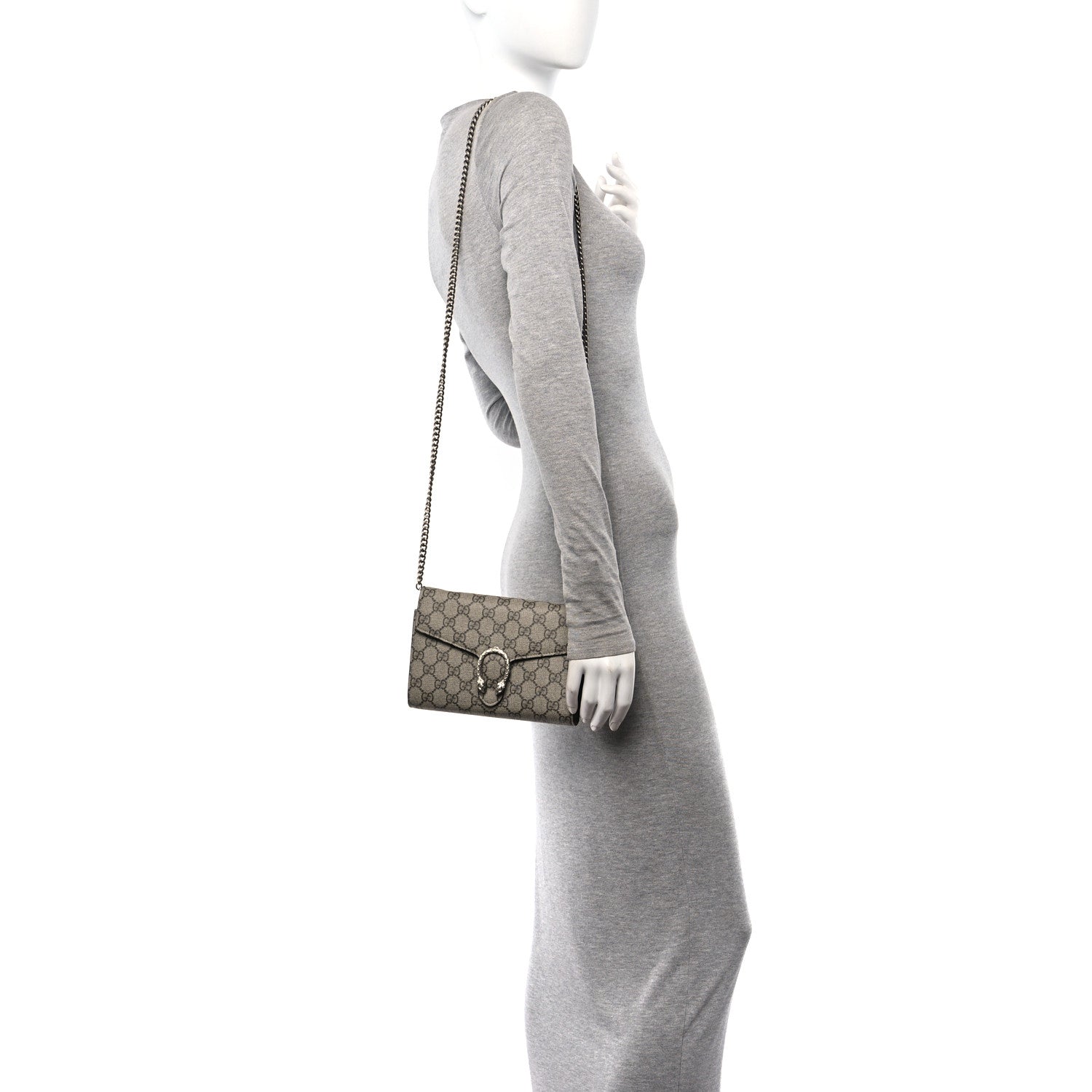 Gucci GG Supreme Monogram Mini Dionysus Chain Wallet Beige Taupe 2 of 12