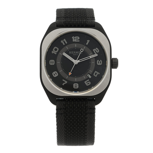 Hermes DLC Coated Titanium Rubber 39mm H08 Automatic Watch Noir