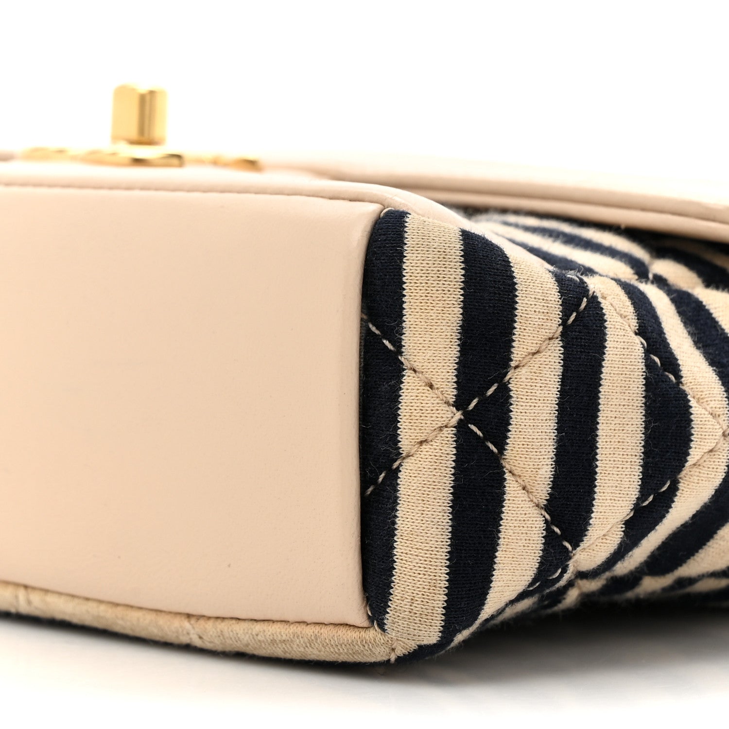 Chanel Jersey Quilted Small Coco Sailor Flap Beige Navy 10 of 17