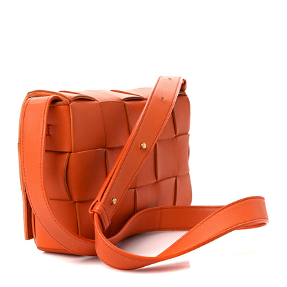 Bottega Veneta Lambskin Maxi Intrecciato Cassette Crossbody Bag Orange 3 of 12