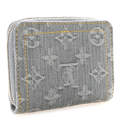 Louis Vuitton Denim Monogram Zippy Coin Purse Washed Gray 3 of 7