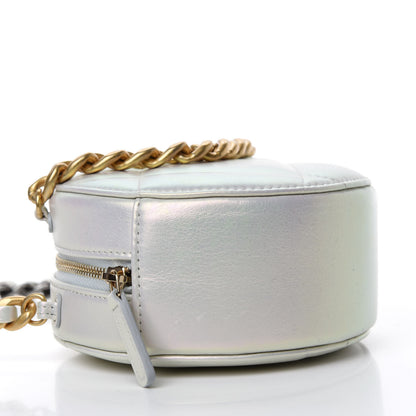 Chanel Iridescent Calfskin Quilted 19 Round Clutch With Chain White 4 of 10
