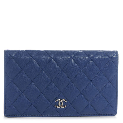 Chanel Washed Caviar Quilted Yen Wallet Blue Roi 1 of 8
