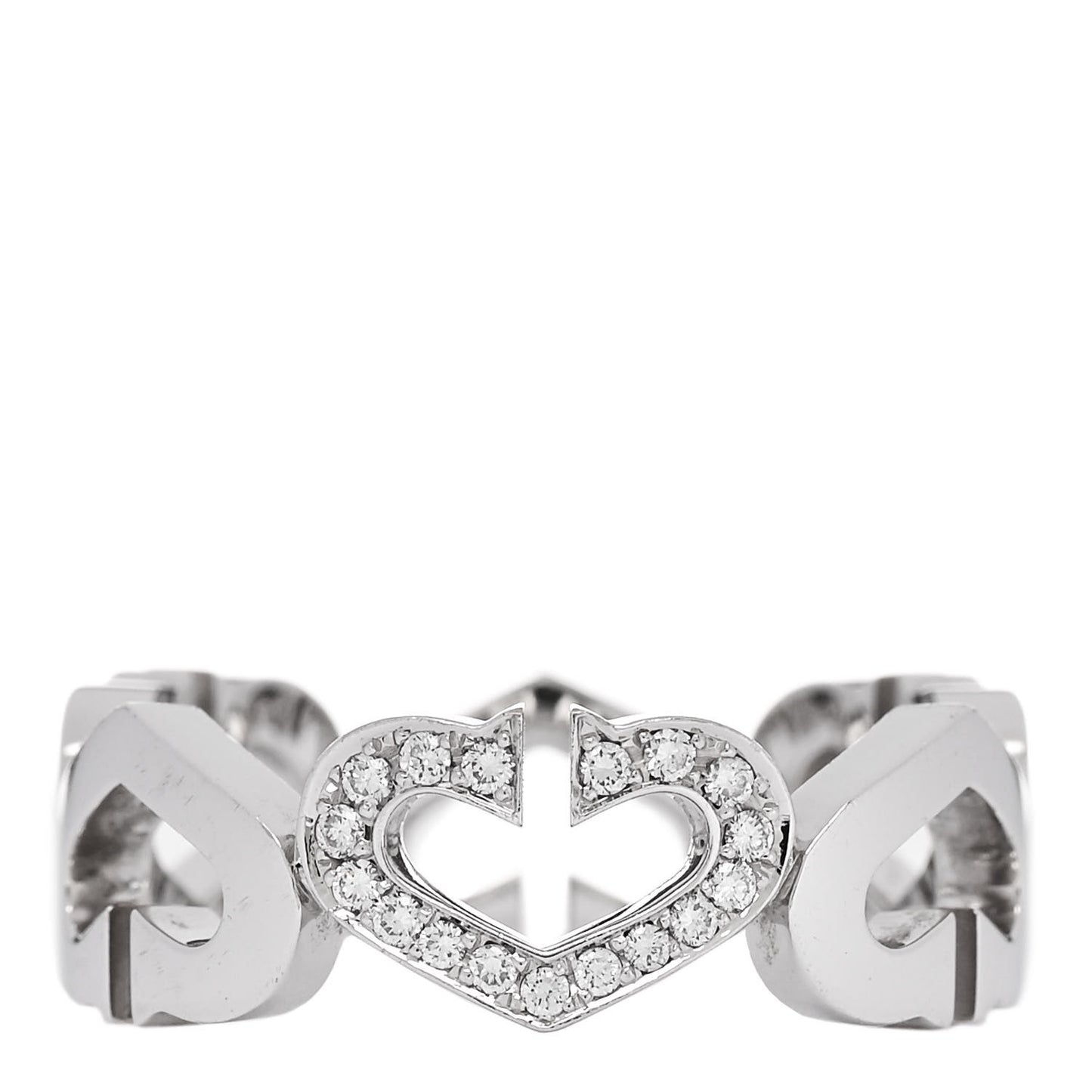 18K White Gold Diamond Hearts and Symbols Ring 56 7.75