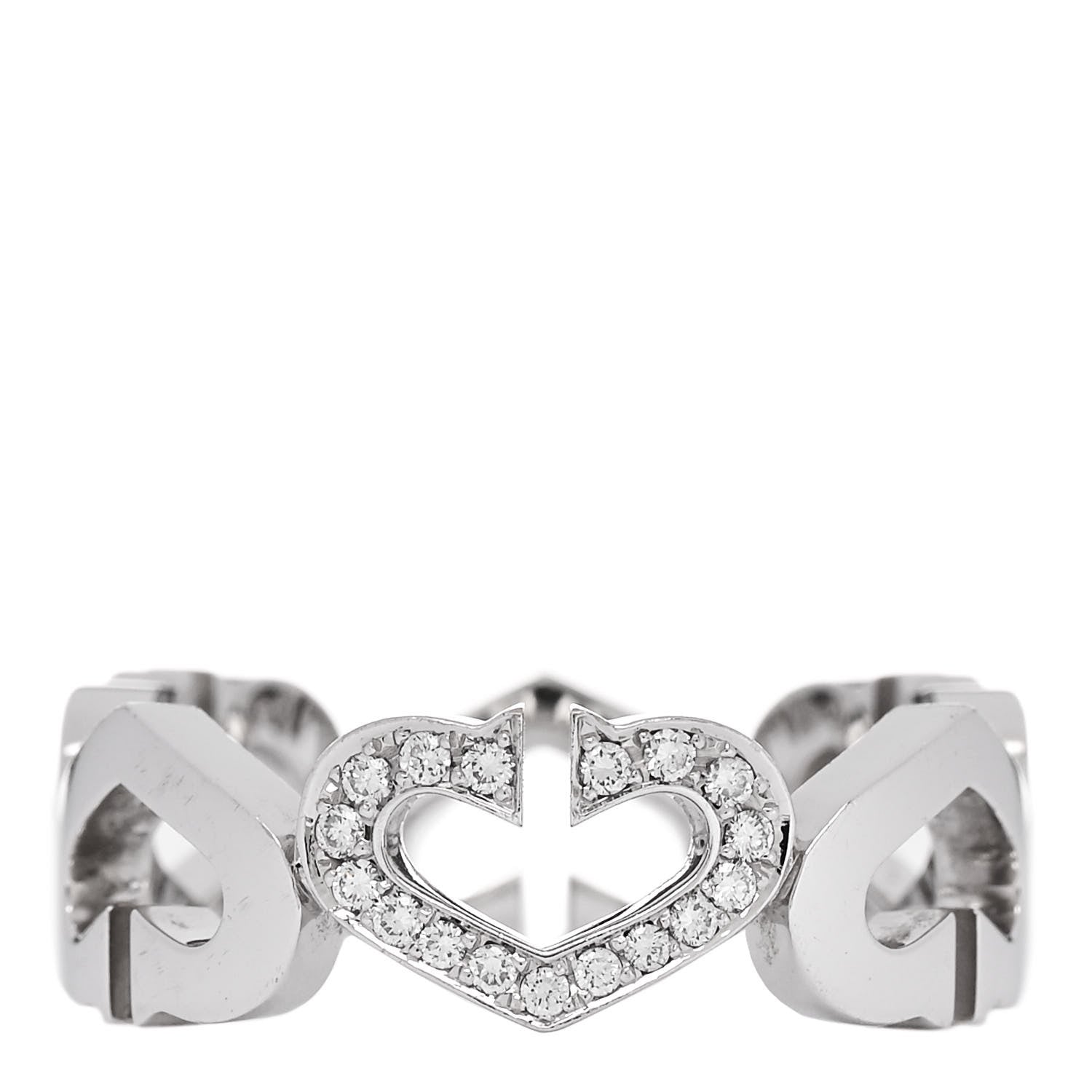 Cartier 18K White Gold Diamond Hearts and Symbols Ring 56 7.75 1 of 4
