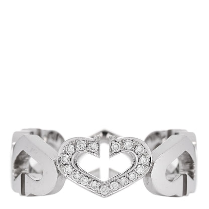 Cartier 18K White Gold Diamond Hearts and Symbols Ring 56 7.75 1 of 4