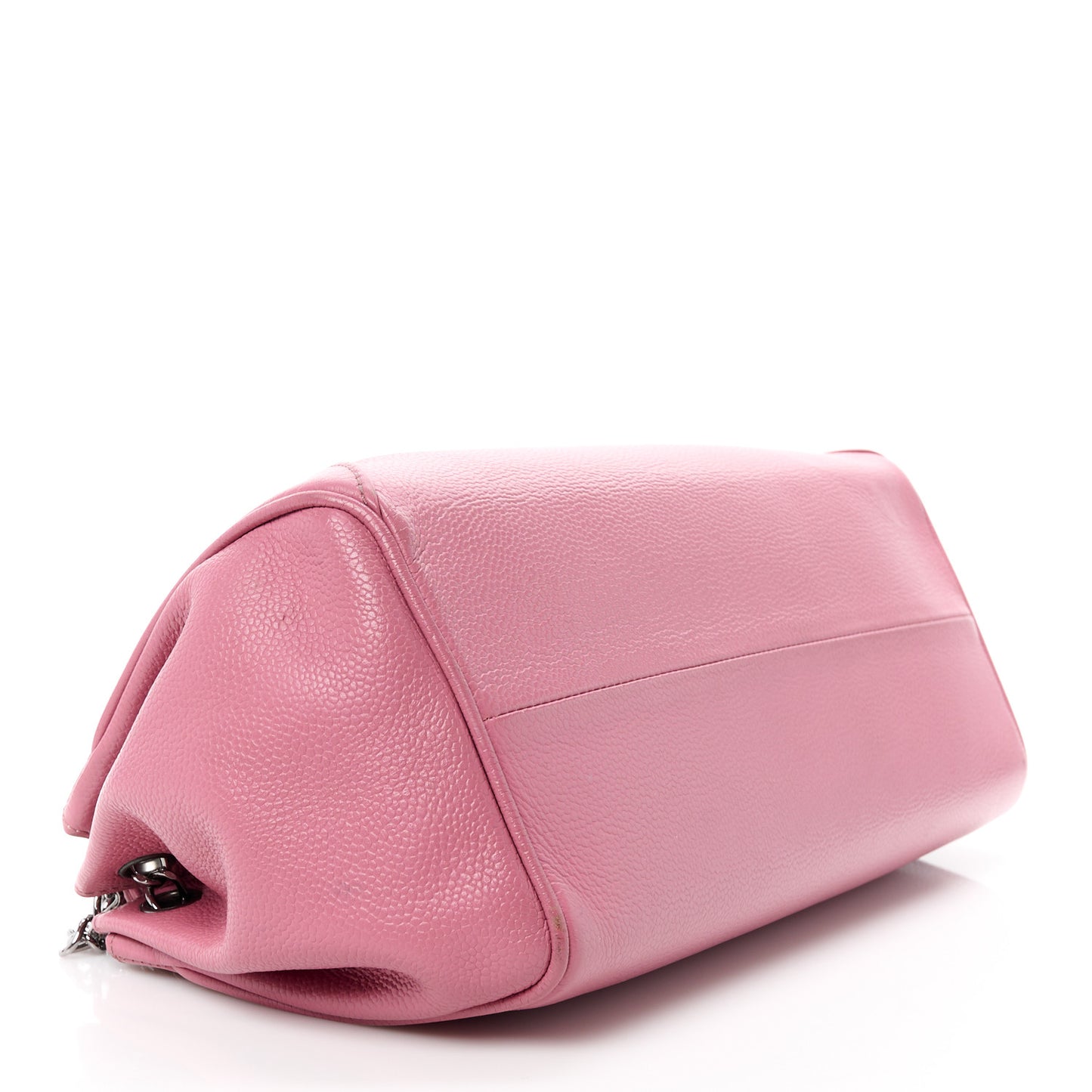 Glazed Calfskin Quilted Lucky Charms East West Accordion Flap Pink