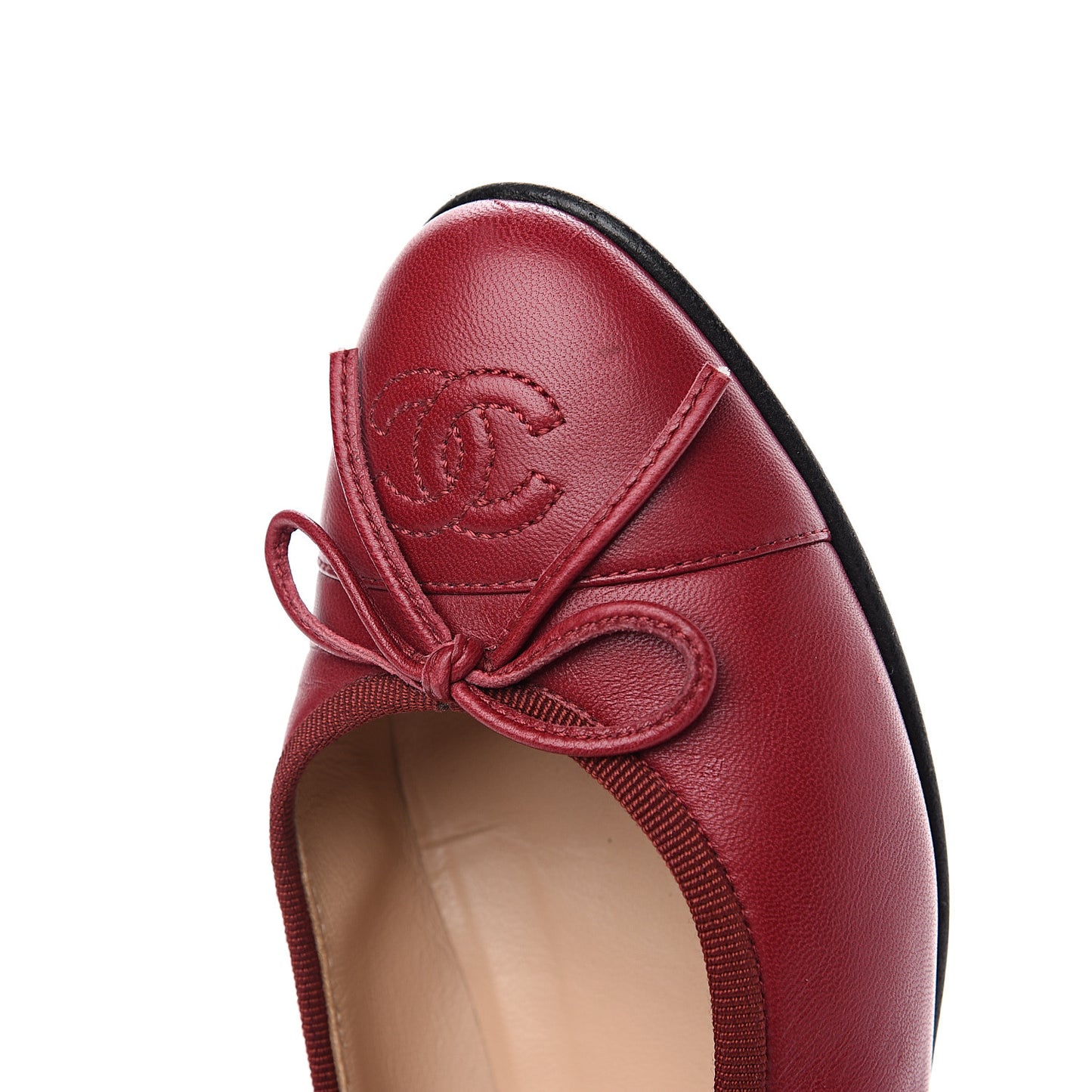 Goatskin Cap Toe CC Ballerina Flats 35 Red