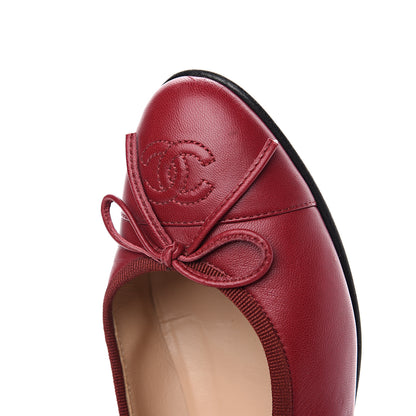Chanel Goatskin Cap Toe CC Ballerina Flats 35 Red 11 of 12