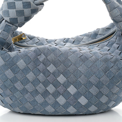 Bottega Veneta Nappa Denim Effect Intrecciato Teen Jodie Hobo Denim 7 of 9