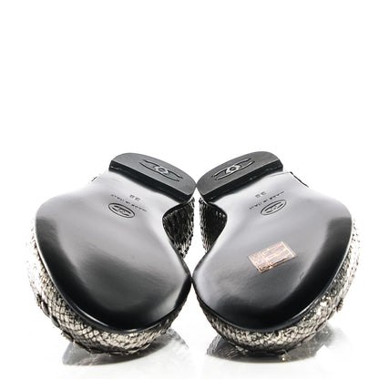 Chanel Python CC Studded Flats 38 Light Gold 6 of 7