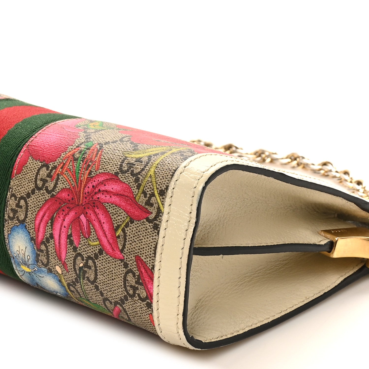 Gucci GG Supreme Monogram Flora Web Small Ophidia Chain Shoulder Bag White 10 of 10