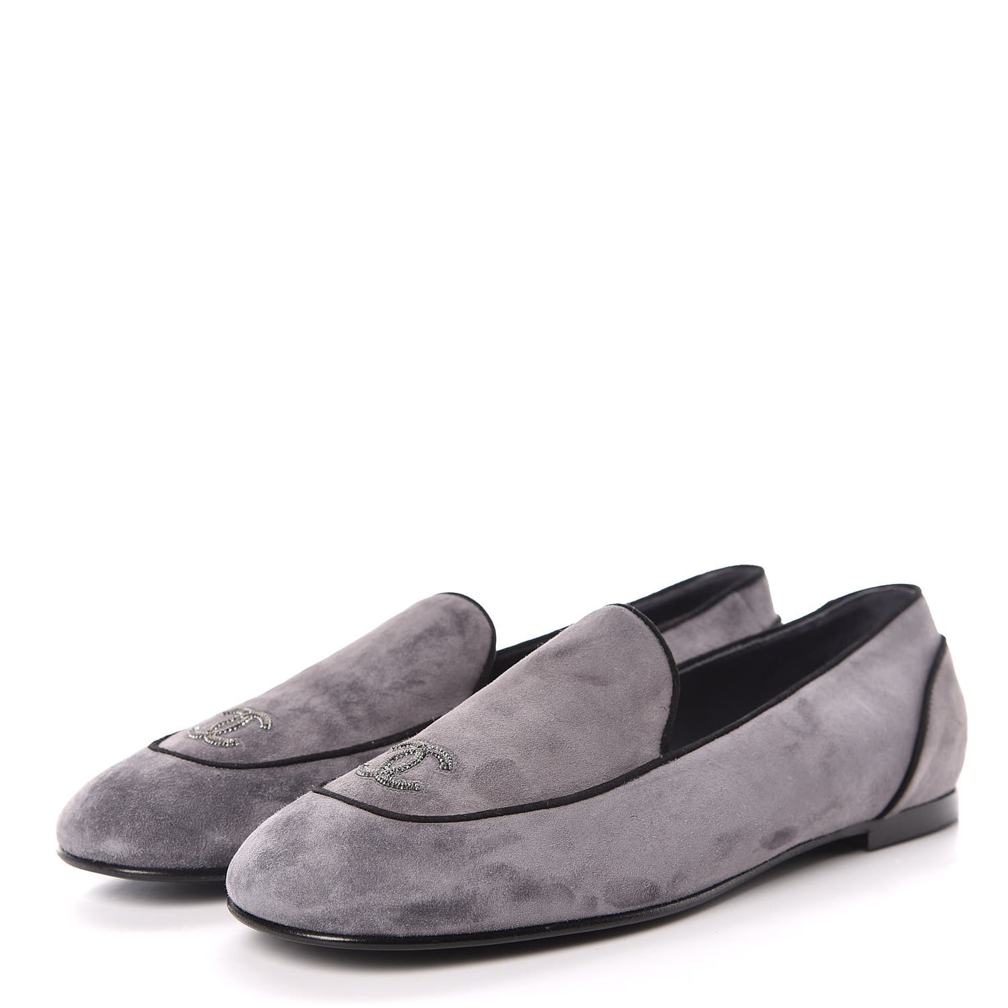 Suede Calfskin Mocassin CC Flats 39 Grey