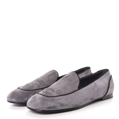 Chanel Suede Calfskin Mocassin CC Flats 39 Grey 3 of 7