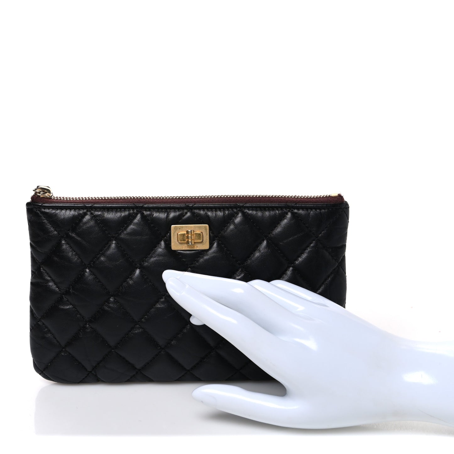Aged Calfskin Quilted Medium Reissue Cosmetic Case Black