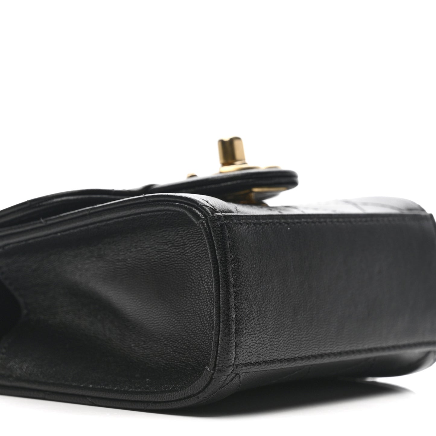 Goatskin Chic Pearls Clutch On Chain Black