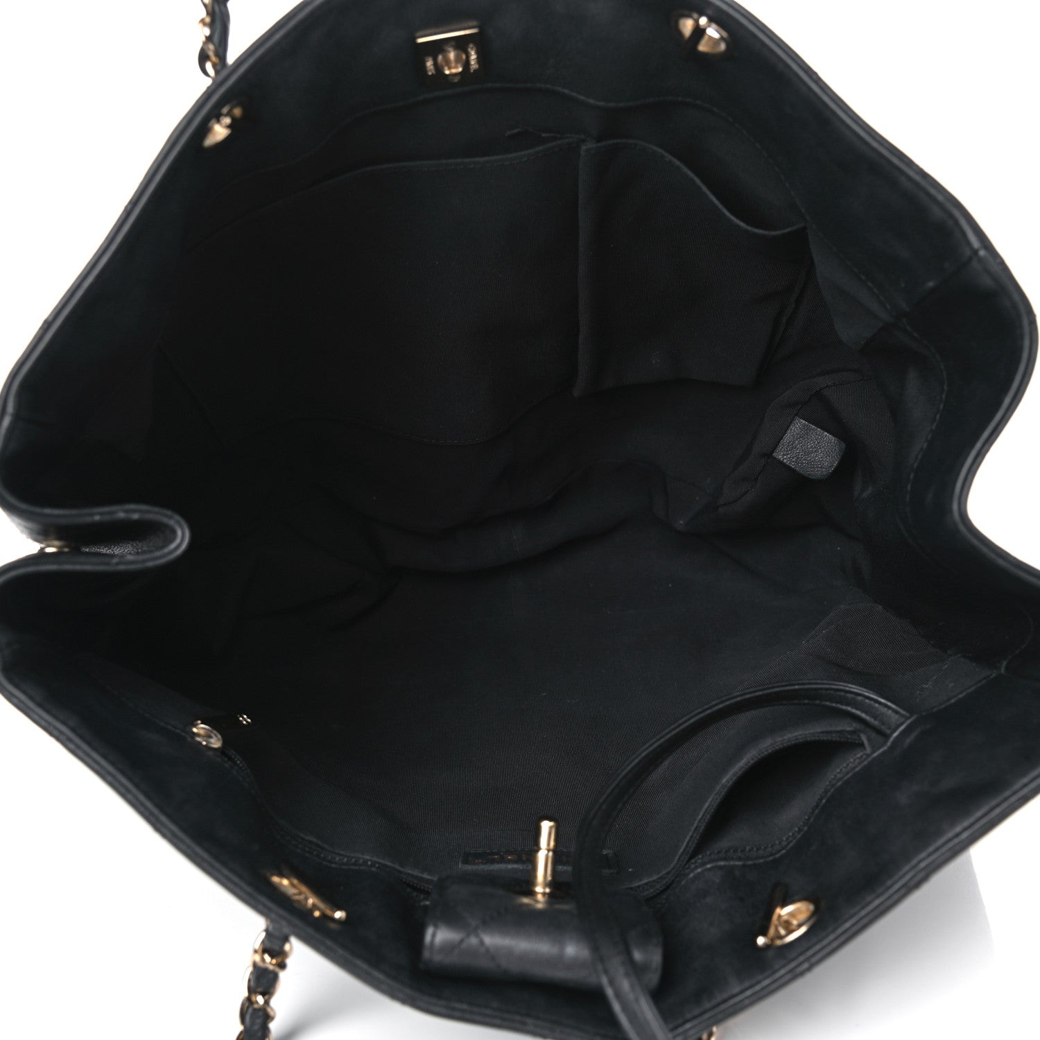 Chanel Calfskin Quilted Large CC Shopping Tote Black 4 of 9