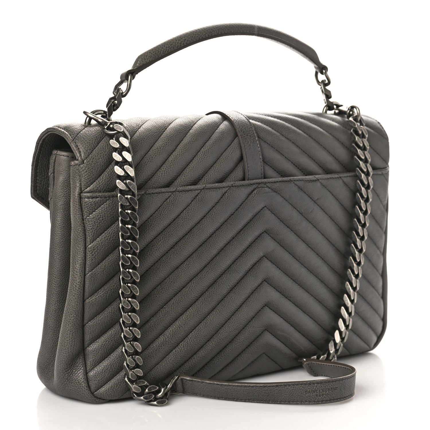 Saint Laurent Sheepskin Matelasse Large Monogram College Satchel Dark Anthracite 3 of 9