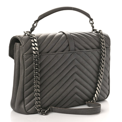 Saint Laurent Sheepskin Matelasse Large Monogram College Satchel Dark Anthracite 3 of 9