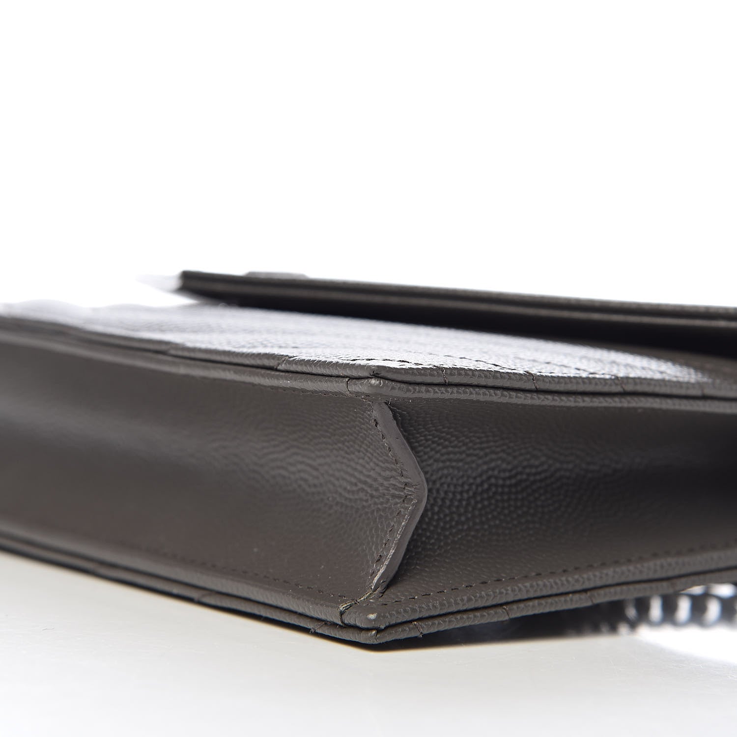 Saint Laurent Grain De Poudre Matelasse Chevron Monogram Envelope Chain Wallet Coal 9 of 10