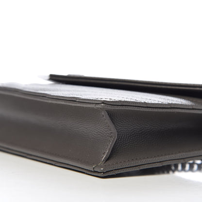 Saint Laurent Grain De Poudre Matelasse Chevron Monogram Envelope Chain Wallet Coal 9 of 10