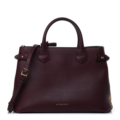 Burberry Grainy Calfskin House Check Medium Banner Tote Elderberry 1 of 4