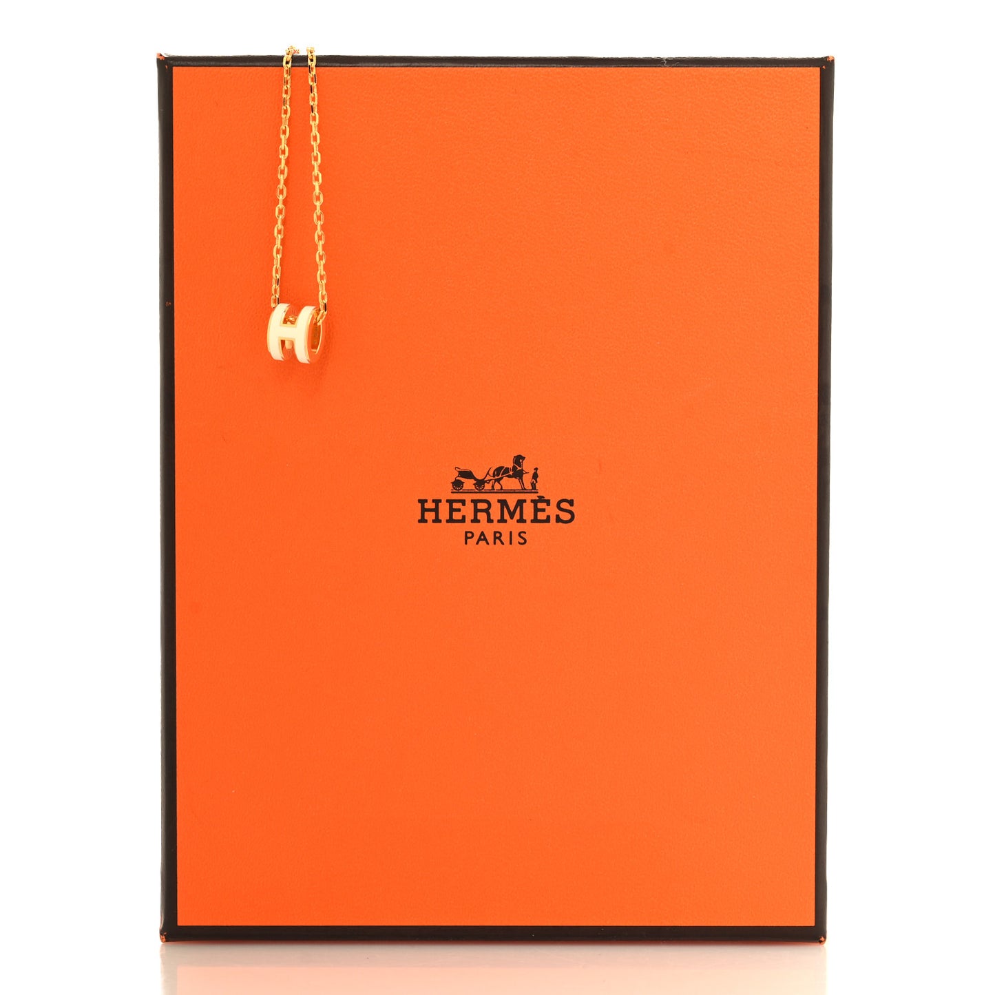 Lacquered Gold Mini Pop H Pendant Necklace White