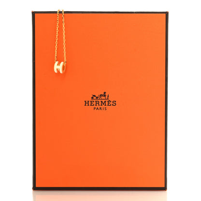 Hermes Lacquered Gold Mini Pop H Pendant Necklace White 6 of 6