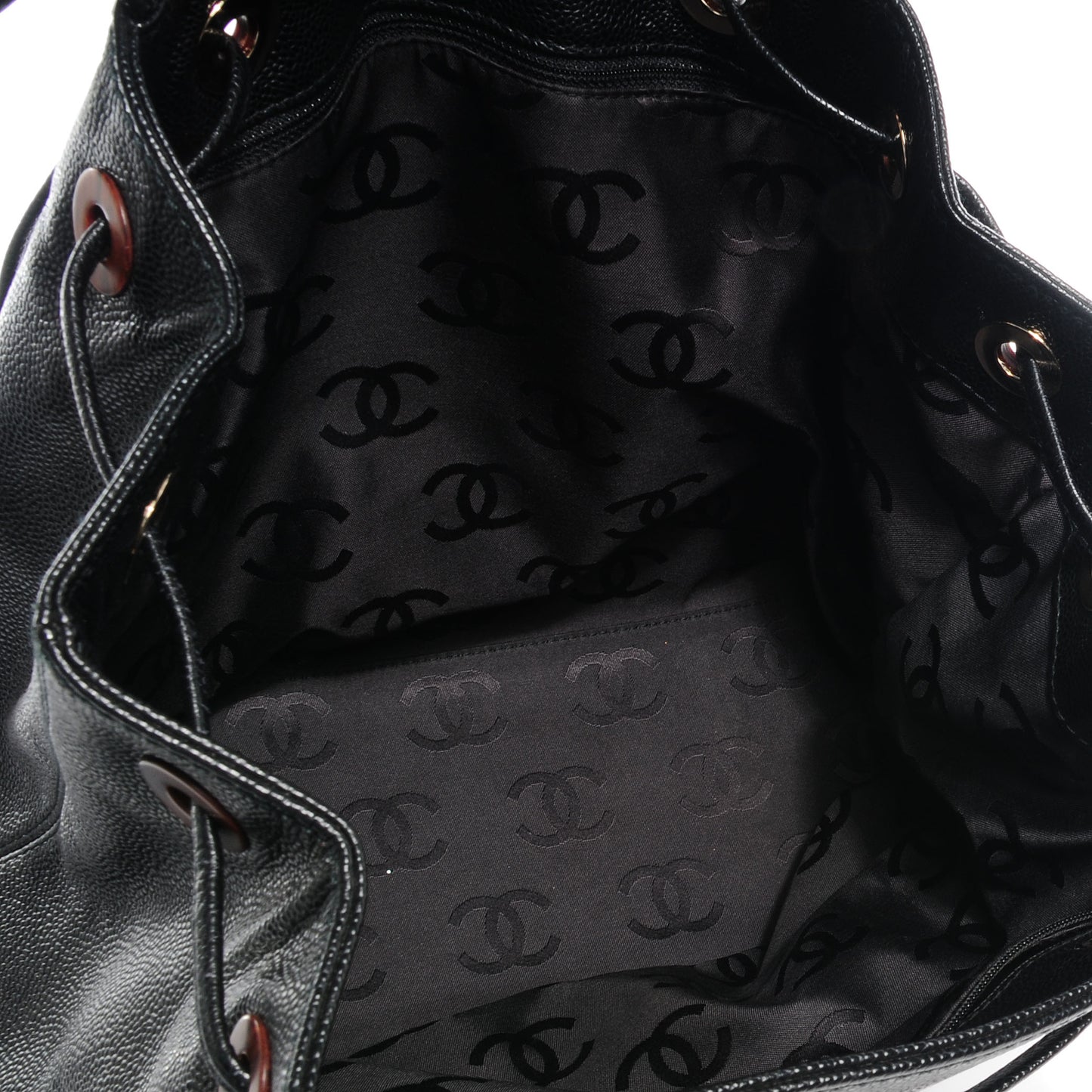 Caviar CC Drawstring Shoulder Bag Black