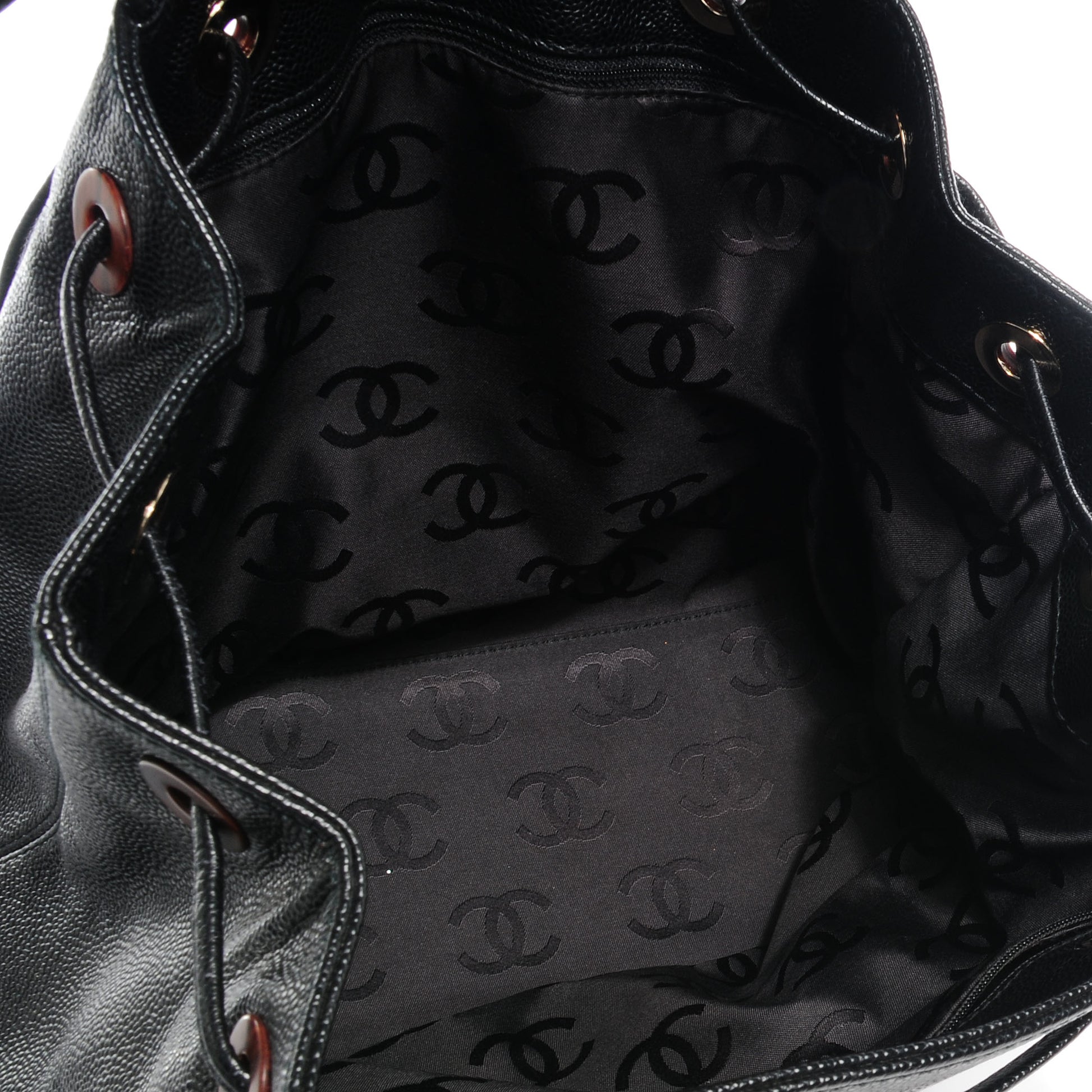 Chanel Caviar CC Drawstring Shoulder Bag Black 5 of 7